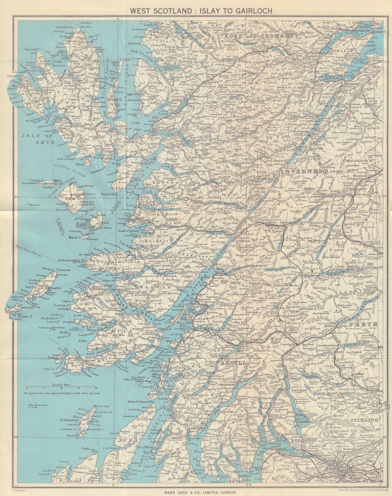 WESTERN SCOTLAND. Skye Mull Highlands Inverness-shire. WARD LOCK c1962 old map